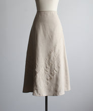 fawn linen midi skirt