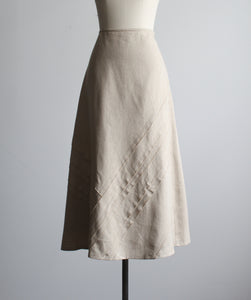 fawn linen midi skirt