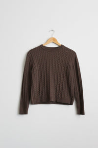 cocoa cotton cable knit sweater