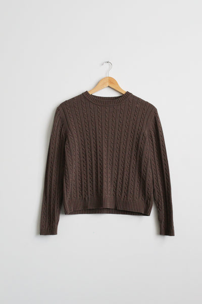 cocoa cotton cable knit sweater