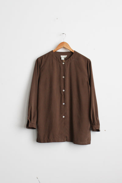 espresso silk button up
