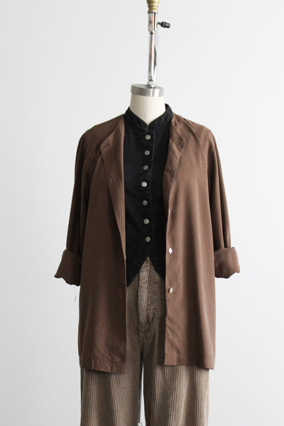 espresso silk button up