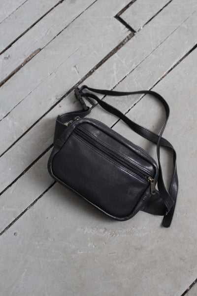 black leather belt bag
