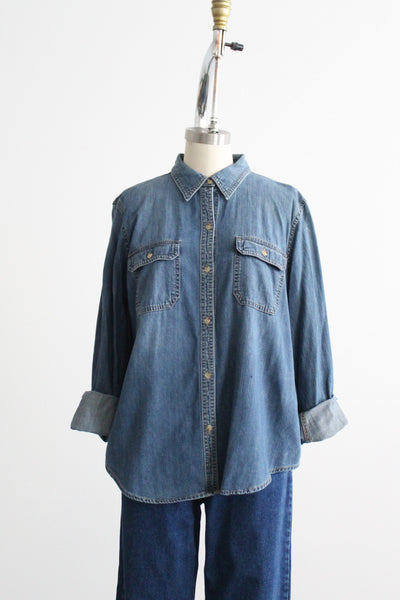 sunfaded denim work shirt