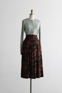 dark botanical midi skirt
