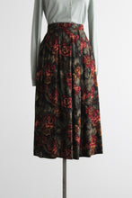 dark botanical midi skirt