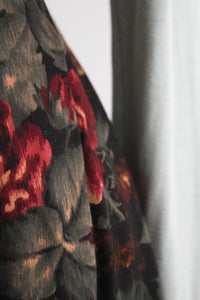 dark botanical midi skirt