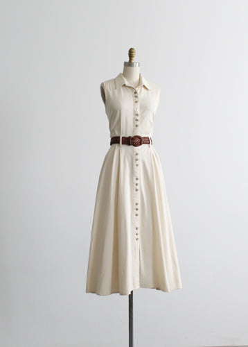 parchment cotton button front dress