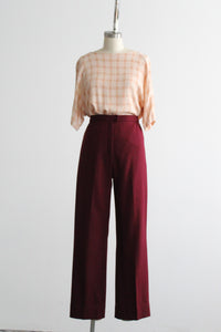 cranberry wool trousers