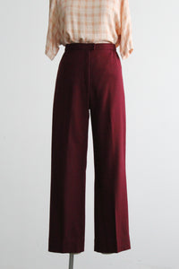 cranberry wool trousers