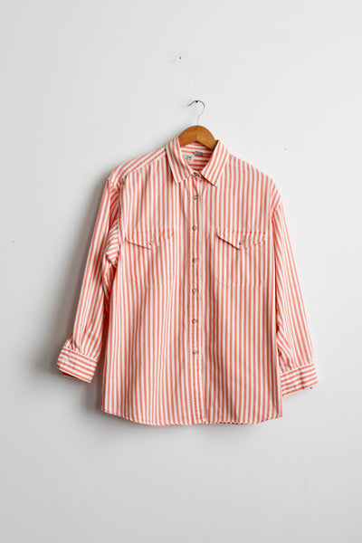 grapefruit striped cotton button up