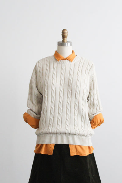 bone cotton cable knit sweater