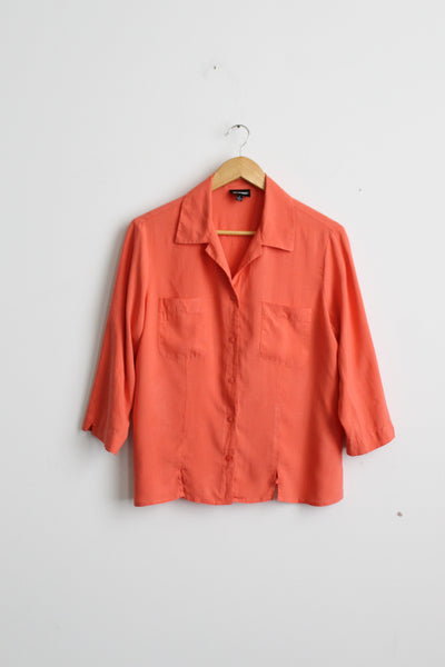 grapefruit silk button up