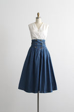 high waisted denim midi skirt
