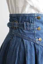 high waisted denim midi skirt