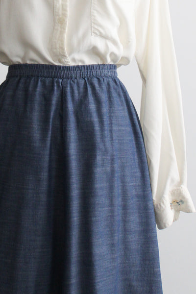 chambray midi skirt