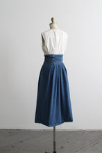 high waisted denim midi skirt