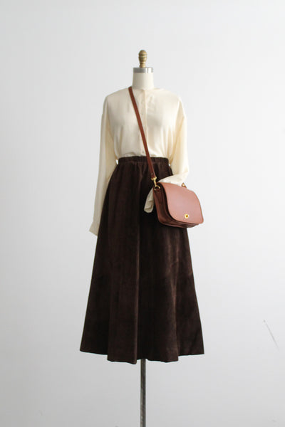 walnut suede maxi skirt