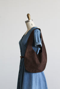 espresso suede shoulder bag