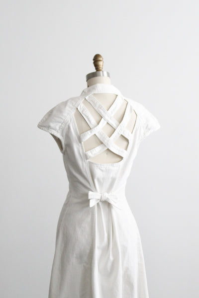 parchment cotton button front dress