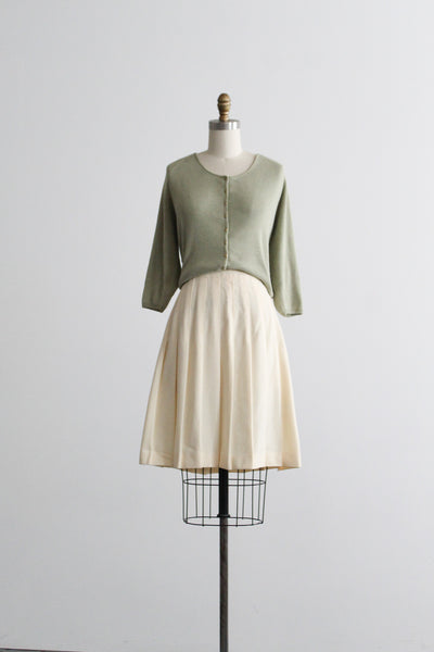 eggshell wool pleated skirt