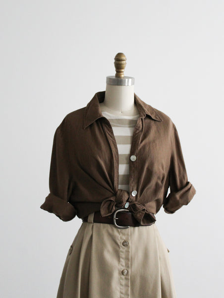 cardamom linen button up