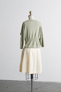eggshell wool pleated skirt
