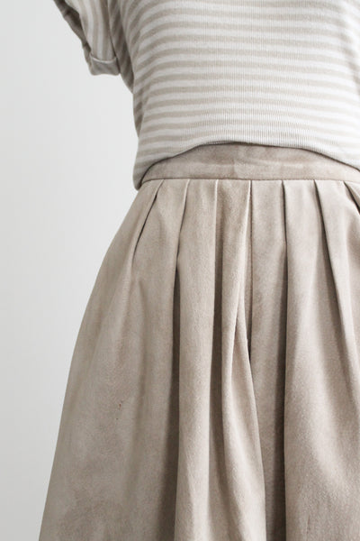 oystershell suede midi skirt