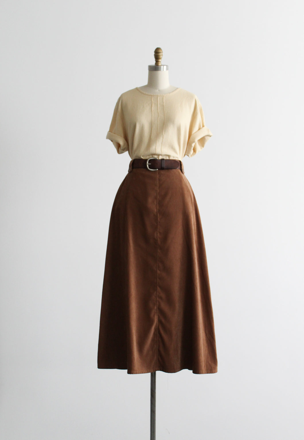 sueded clay maxi skirt