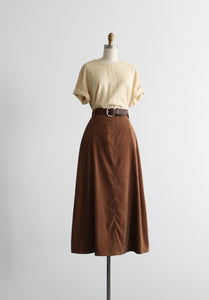 sueded clay maxi skirt
