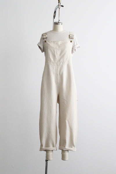 bone linen overalls