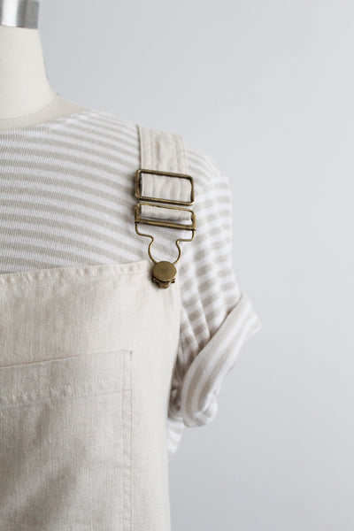 bone linen overalls
