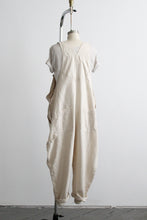 bone linen overalls