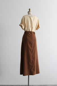 sueded clay maxi skirt