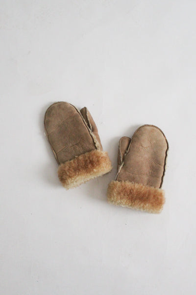 vintage shearling mittens