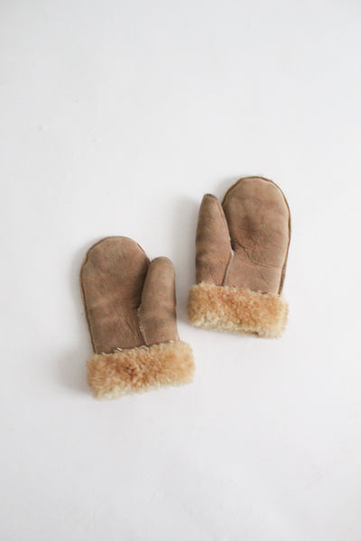 vintage shearling mittens