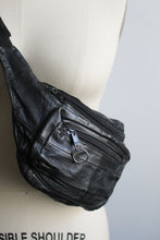 distressed black leather belt bag